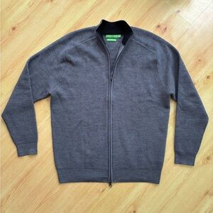 Men's Forsyth of Canada 100% Merino Wool Gray Full-Zip Sweater